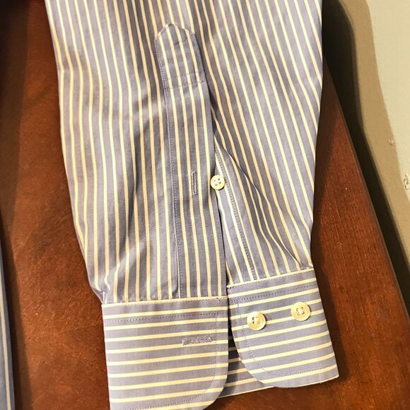 Brooks Brothers 346 Mens Blue & White Striped Button-Down Dress Shirt 16.5 34/35 - Picture 5 of 7